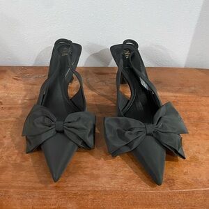 Zara Black Bow Pointed Heels